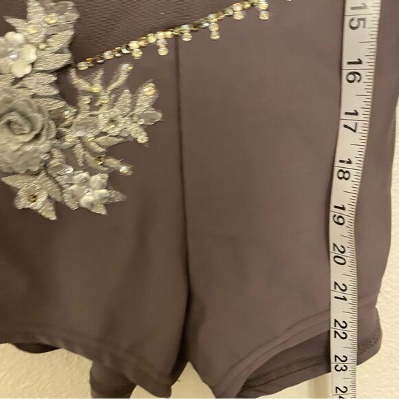 Reverence solo gray Custom rhinestoned dance costume long sleeve PXS (adult XS) - Picture 8 of 12